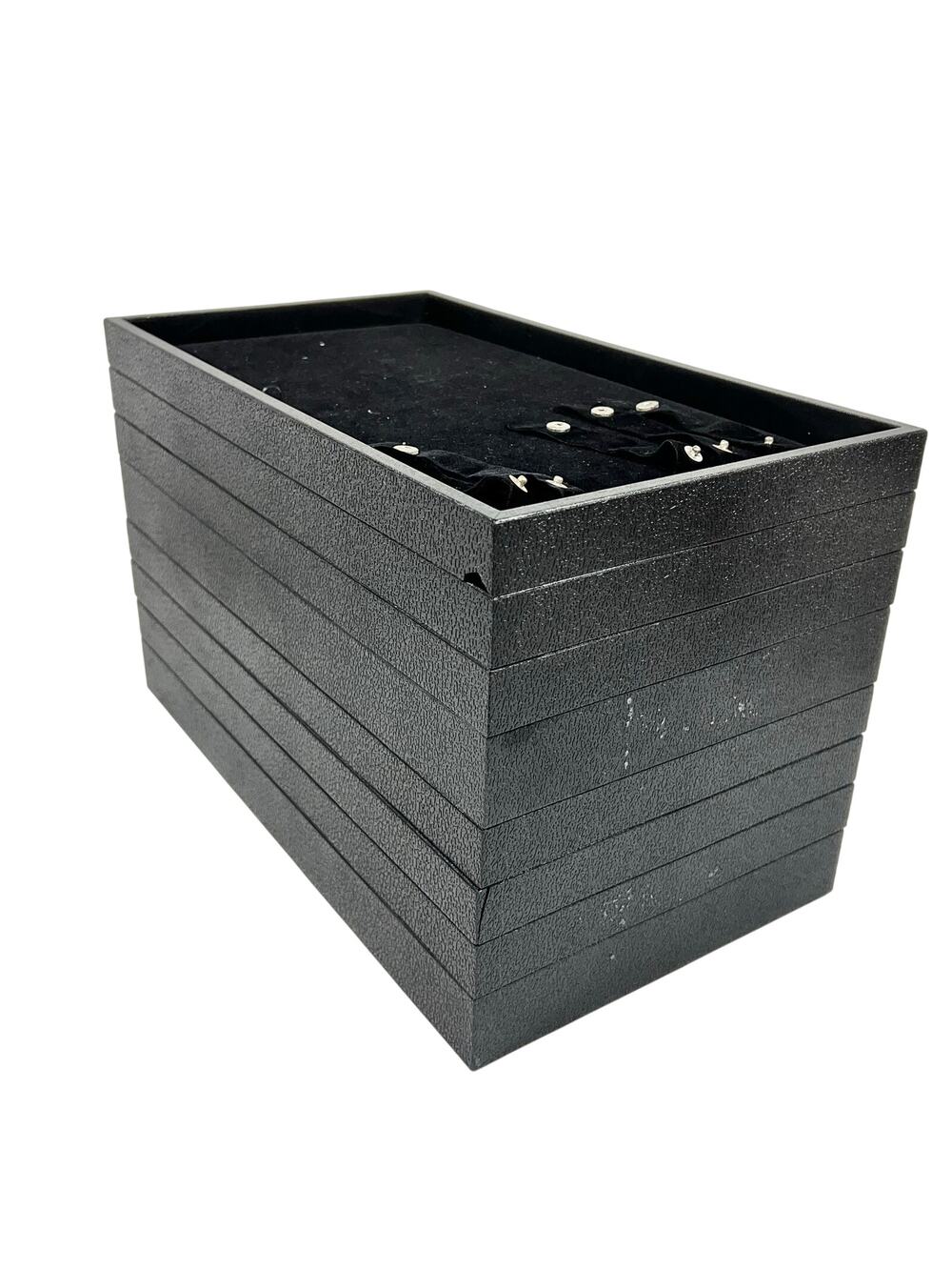8 Jewelry Boxes Tray Plastic Display Case Show Storage Organizer Black Suede